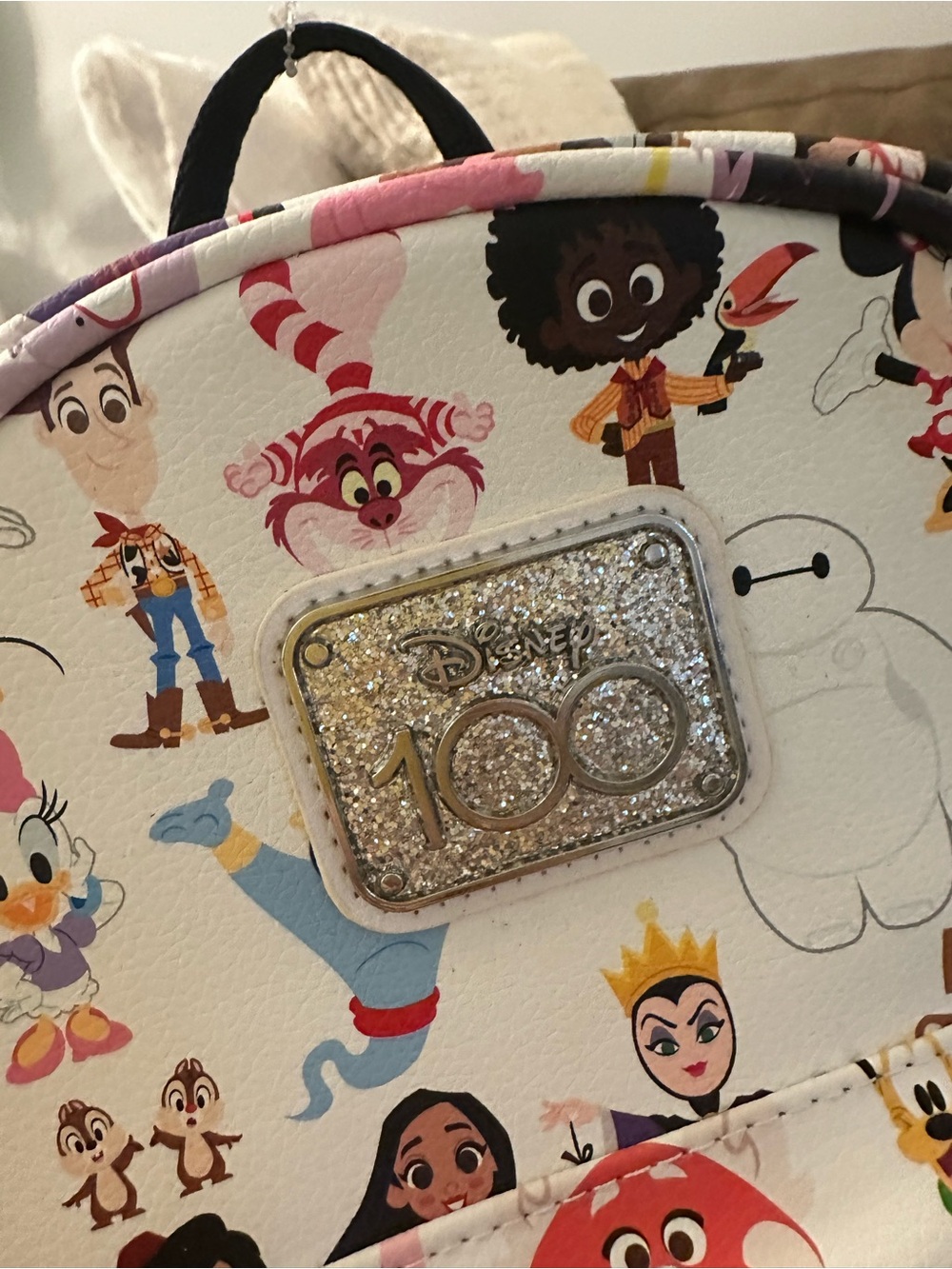 Disney 100 White Multi-Color Character Mini Backpack - Picture 5 of 7